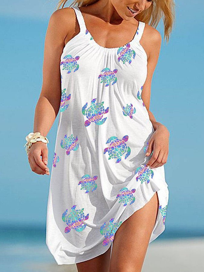 Seaside Print Tank Top Dress
