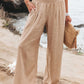 Women's Casual High Waist Trousers Solid Color Cotton Linen Loose Wide Leg Pants