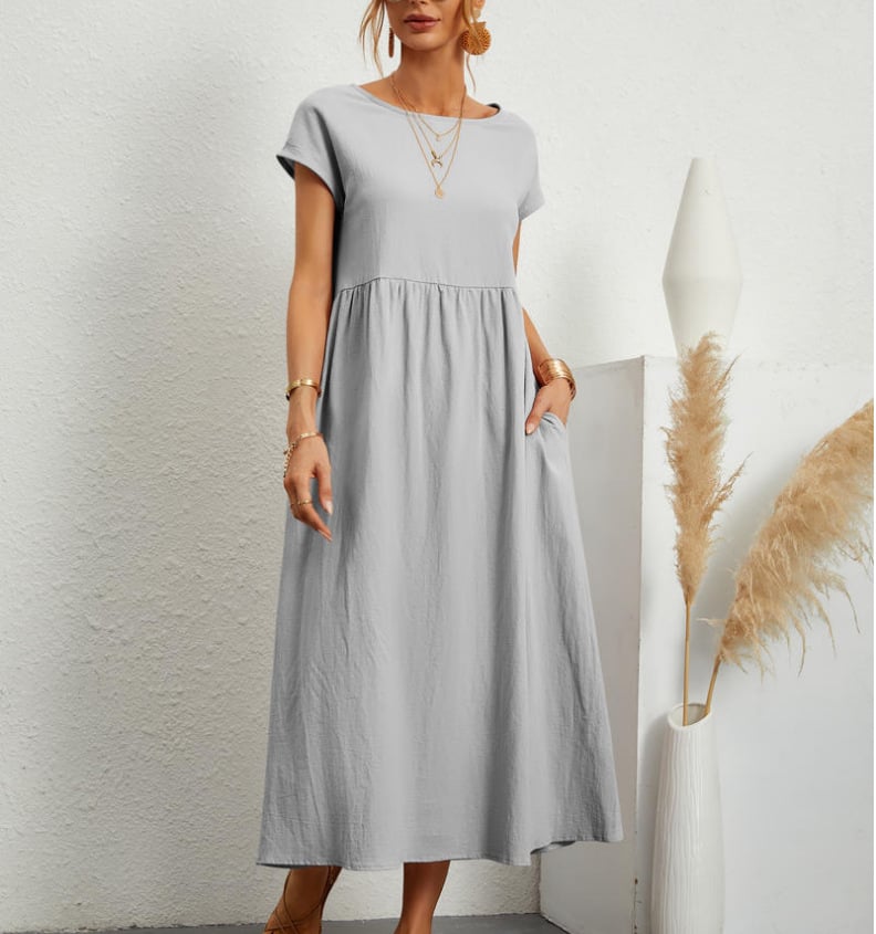 Last Day Promotion 50% off 🔥2023 spring fashion solid color cotton linen pocket dress