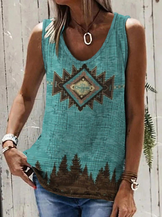 Vintage Geometric Print Vest