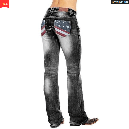 American Flag Stretch Washed Bootcut Jeans
