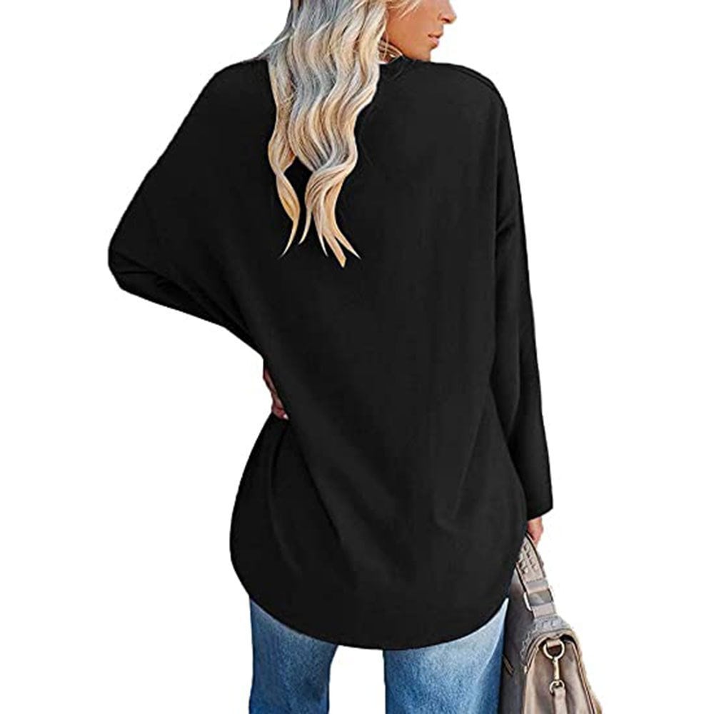 Loose long sleeve fashion V-neck knit top