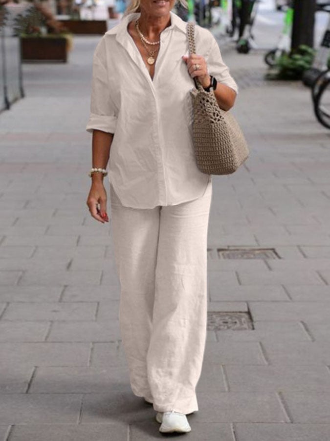 Women'S Casual Solid Color Two Piece Suit