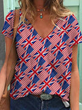 Women's Independence Day Flag Printed T-shirt