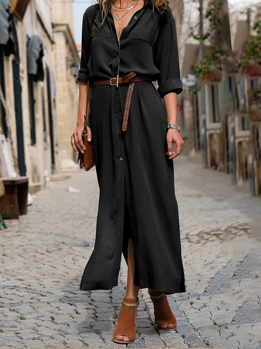 V-neck Fashion Loose Long Sleeve Dress