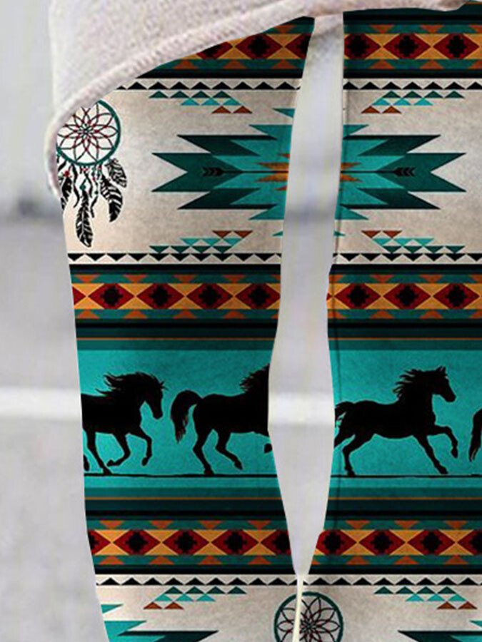 Retro Geometric Print Leggings