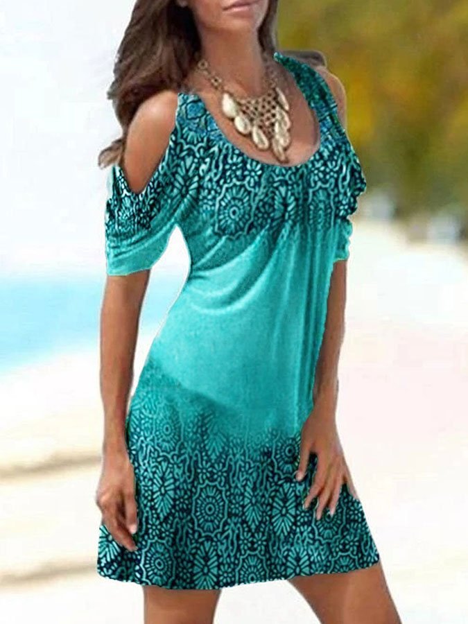 Beach Vacation Print Dress