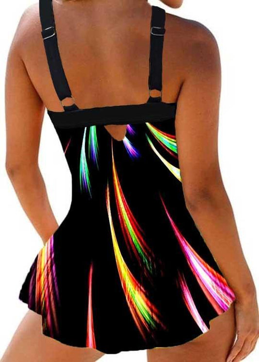 Psychedelic Print Padded Swimdress - fashionyanclothes