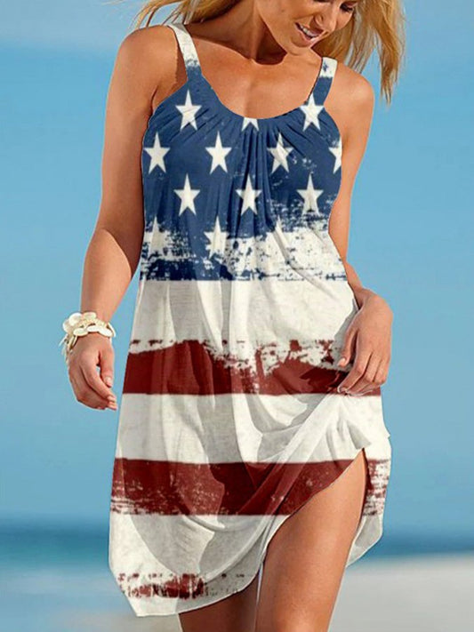 Flag Print Slip Dress