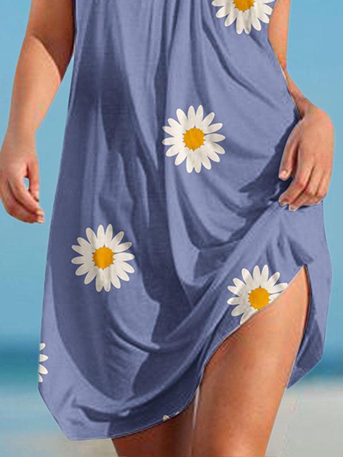 Daisy Print Sexy Sling Beach Dress