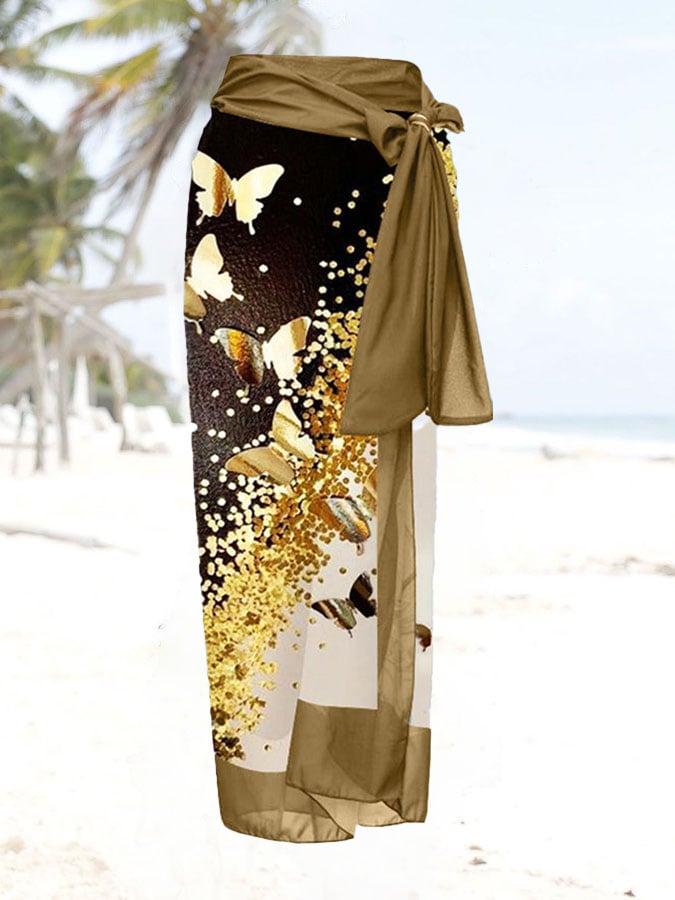 Butterfly Print Swimsuit And Apron