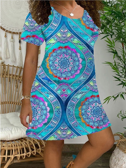 Print Short Sleeve Casual Dress