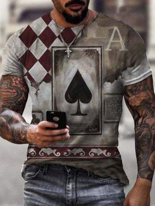 Vintage Print Casual Men's T-Shirt