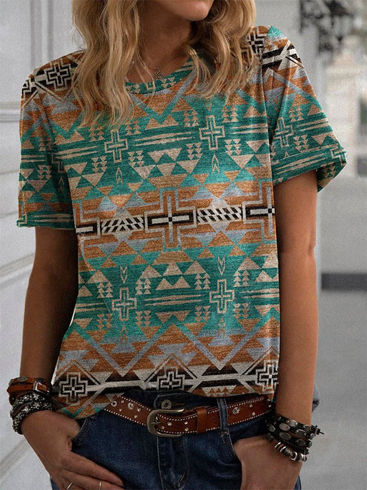 Western Print Short Sleeve T-Shirt