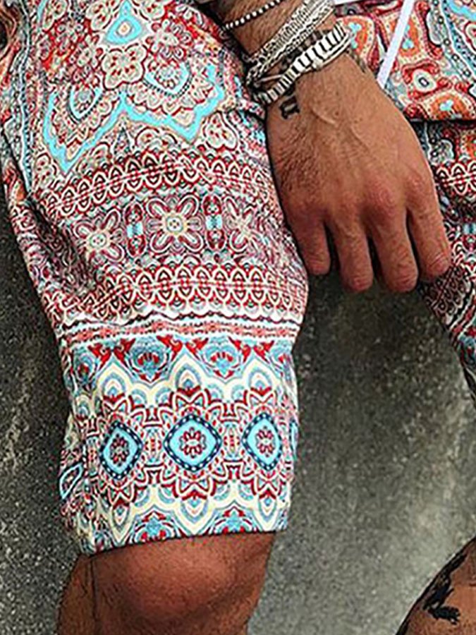 Retro Print Casual Men's Five Points pants