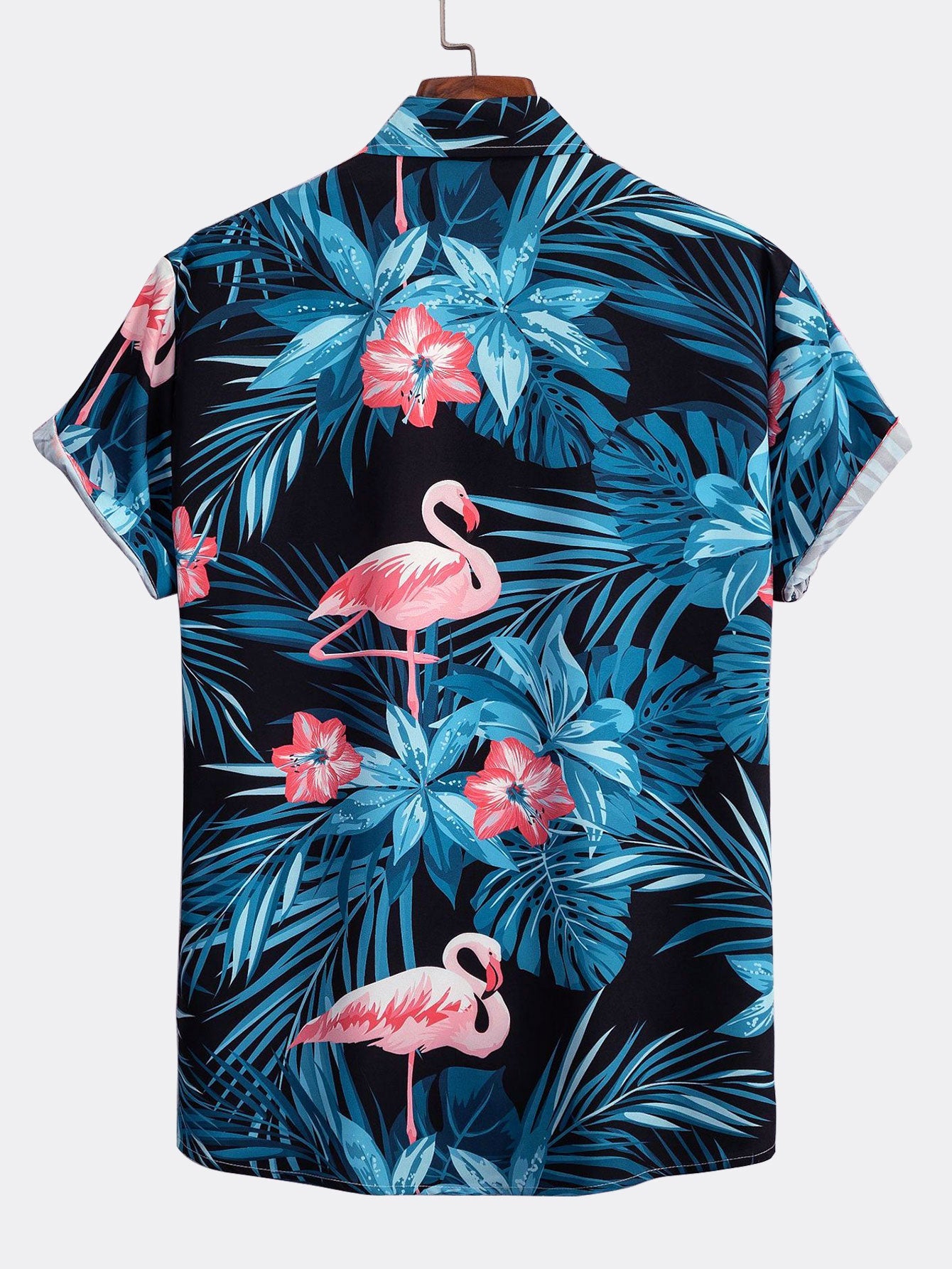 Flamingo Tropical Print Button Up Shirt & Swim Shorts