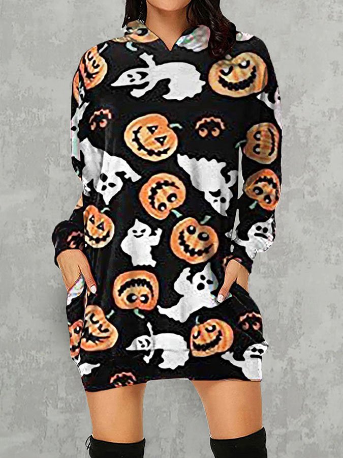 Halloween Pumpkin Print Hoodie