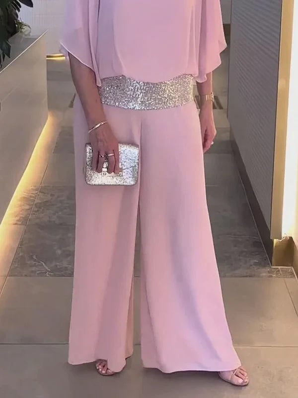 Boloone Sequined colorblock elegant two-piece set