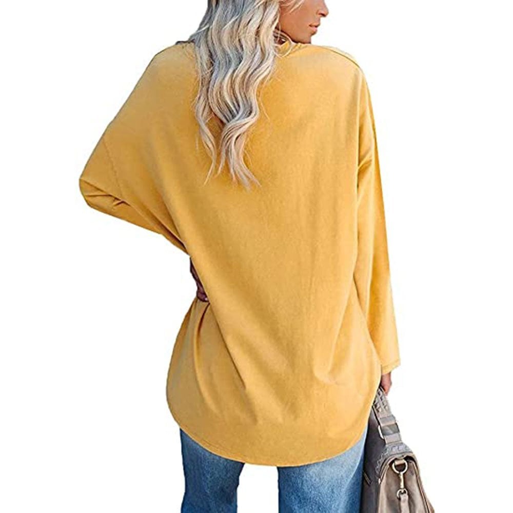 Loose long sleeve fashion V-neck knit top