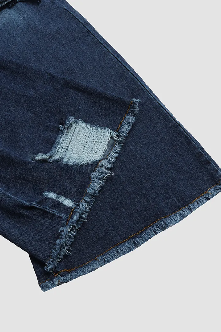 Raw Hem Ripped High Rise Flare Jeans