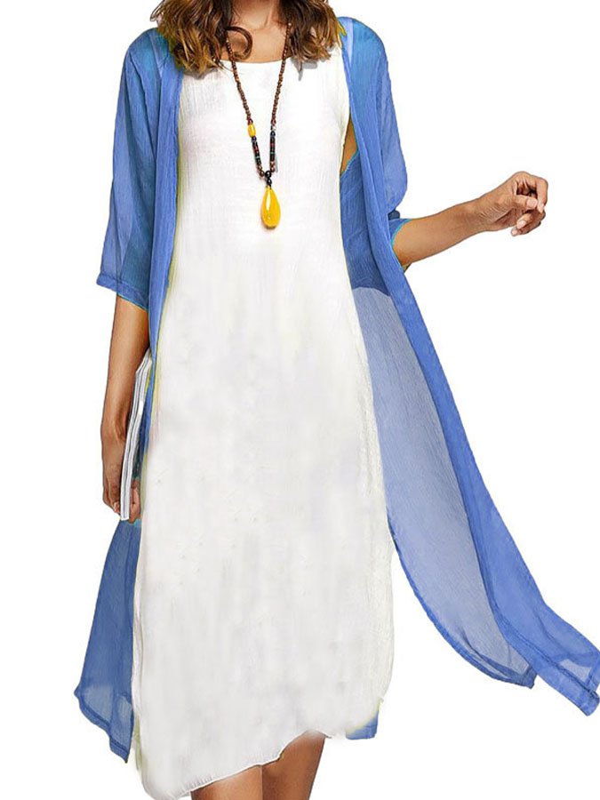 Casual Solid Color Two Piece Dress