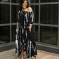 Loose Graffiti Tie-Dye Pocket Midi Dress