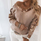 Sequins Contrast Fluffy Long Sleeve Sweater