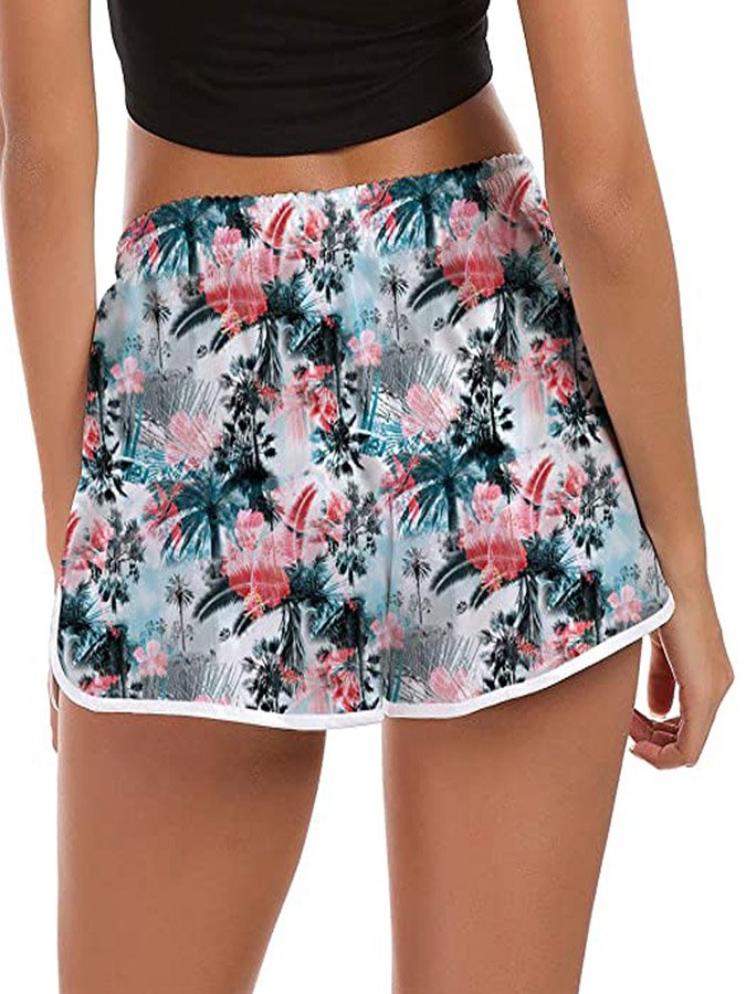 Printed Casual Lace-Up Shorts