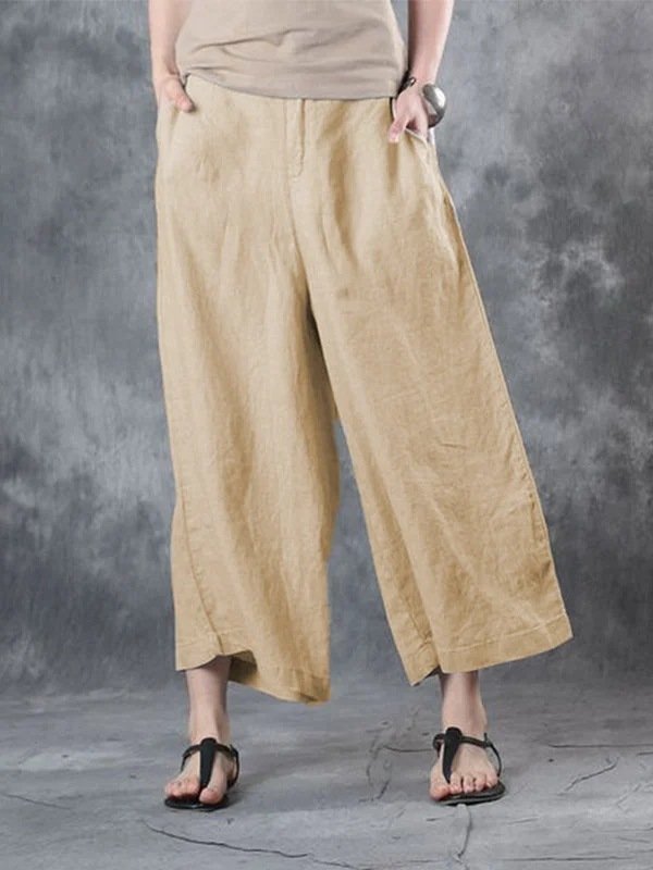 Women's Cotton Linen Casual Ninth Pants