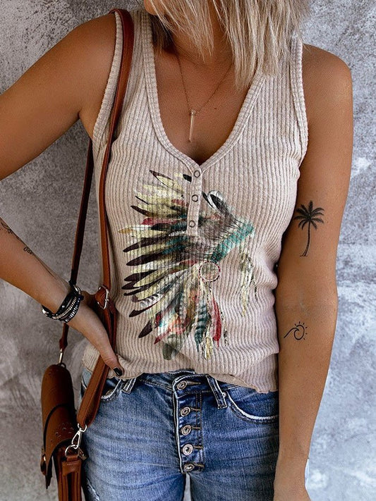 Vintage Western Print Vest