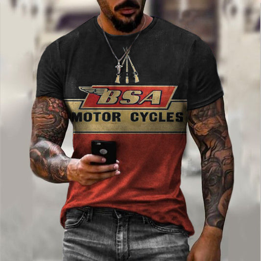 Retro contrast print short-sleeved T-shirt