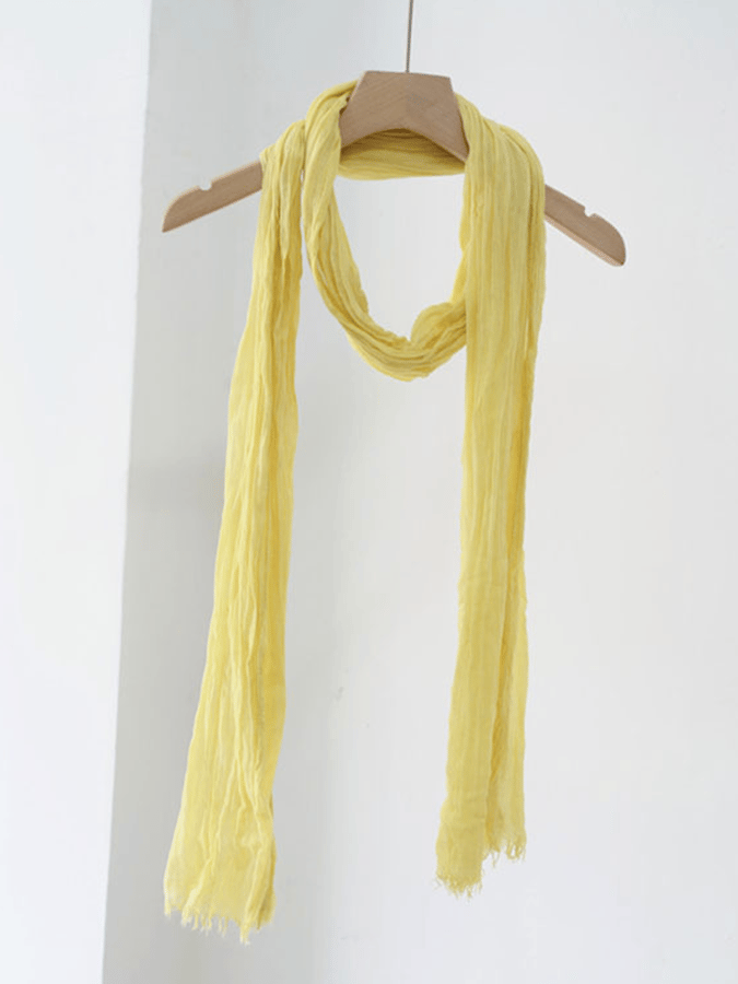 Women's small size pleated cotton and linen silk scarf