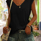 Women's Simple Solid Color V-neck Cover Sleeve Loose Tee