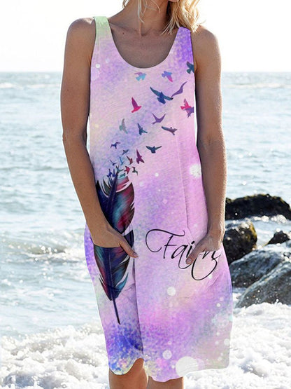 Faith Print Sleeveless Dress