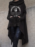 Irregular Fashion Print Long Sleeve Pocket Hooded Sweatshirt