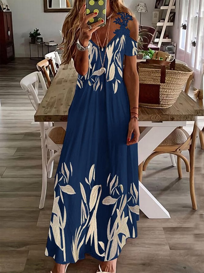 Women's Floral V-neck Maxi Dress