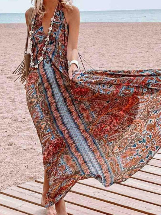 V Neck Bohemian Maxi Dress