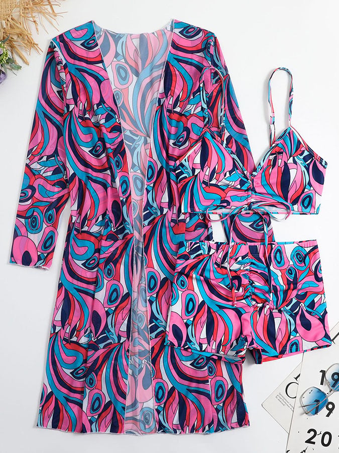 Fashion Sexy Printed Bikini Three Piece Set