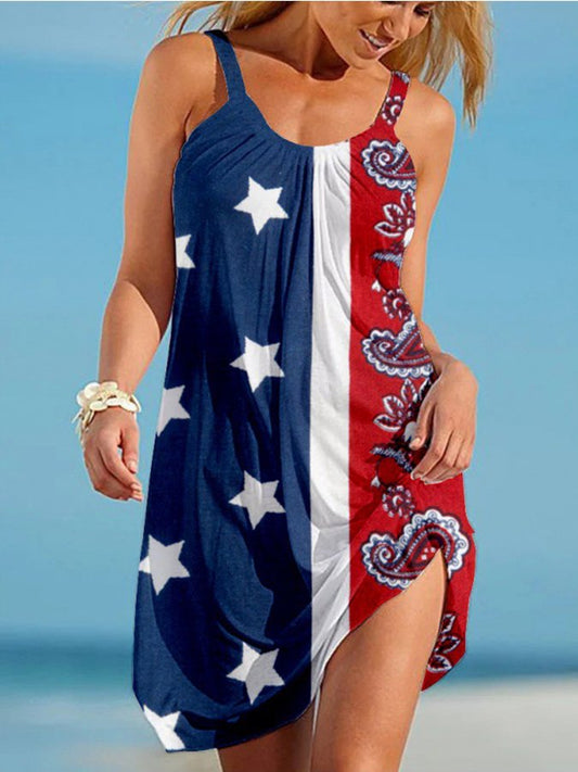 Flag Print Slip Dress