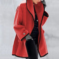 Sale 49% OFF-Hooded Color Block Woolen Coat