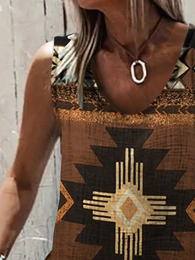 Vintage Geometric Print Vest