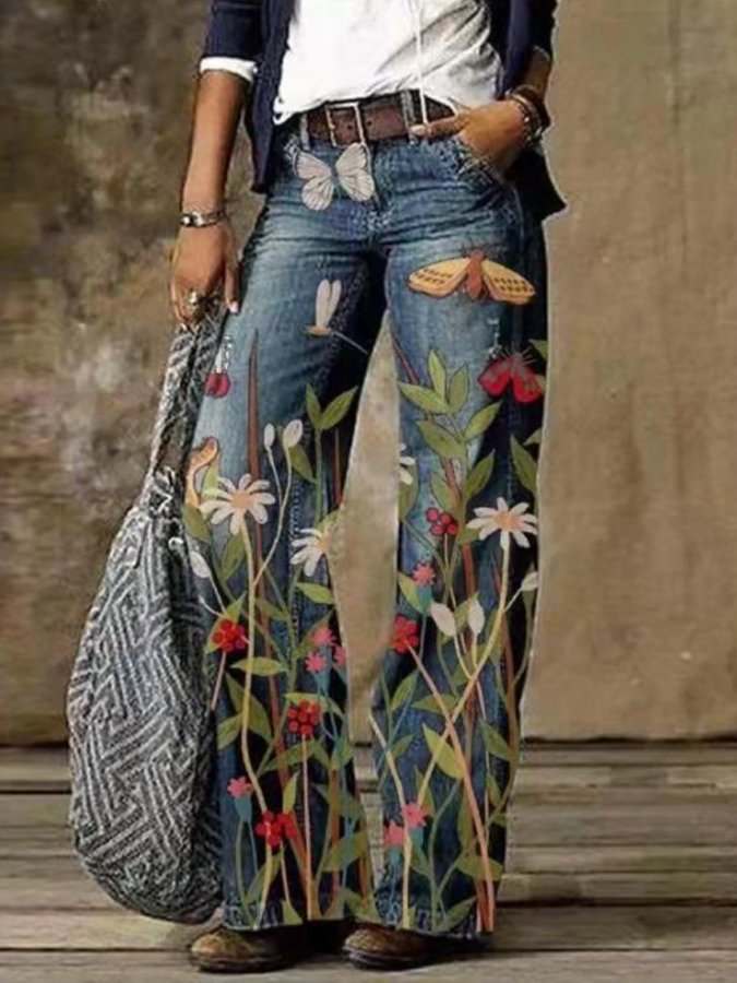 Women's Casual Flower Print Pants