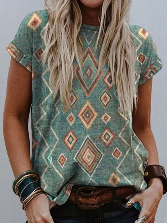 Ethnic Print Short Sleeve T-Shirt