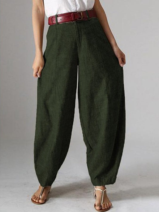 Women's Casual Solid Color Baggy Pockets Harem Pants