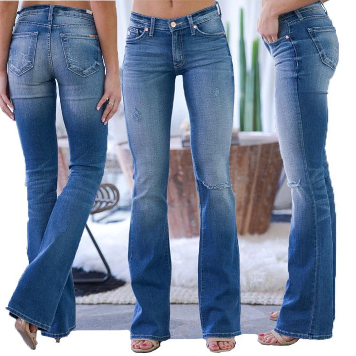 70s Stretch Hip Hugger Street Style Boot-cut Jeans