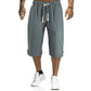 2022Men's Summer Plain Casual Cotton And Linen Cropped Trousers.Loose fitting and breathable