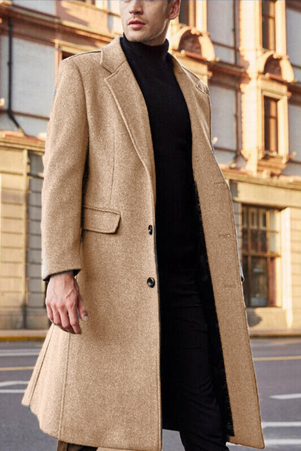 Men's Long Trench Coat Woolen Coat