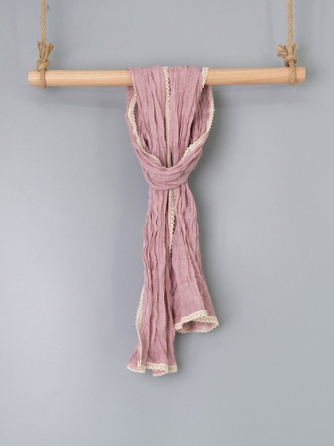 Women's Solid Lace Cotton Scarf