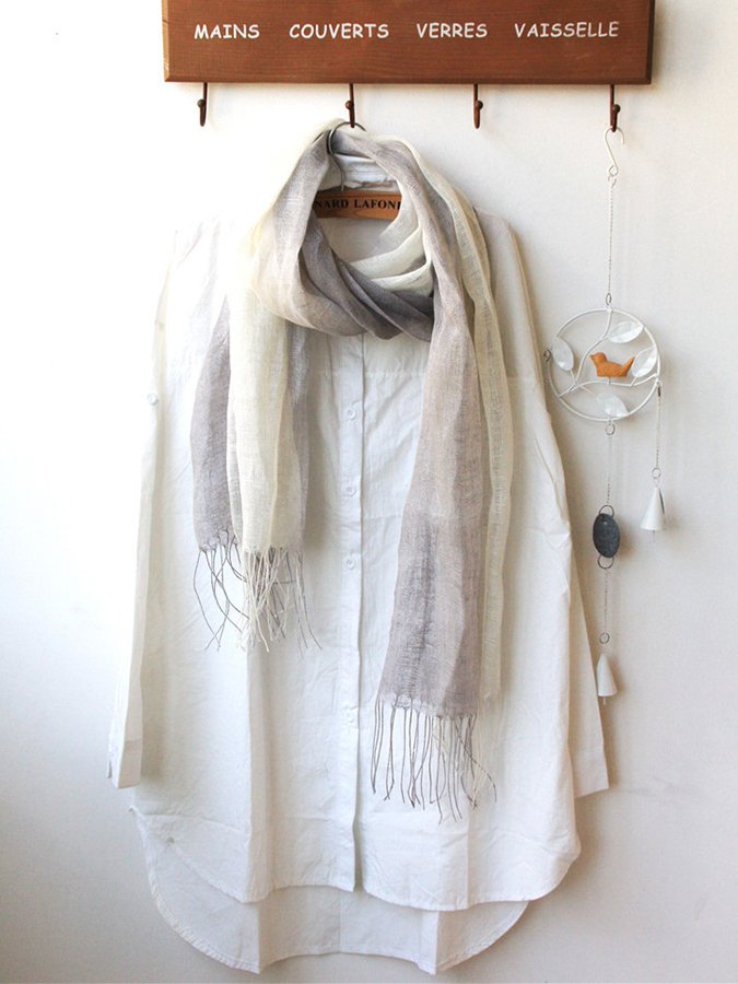 Women's Gradient Fringed Linen Scarf