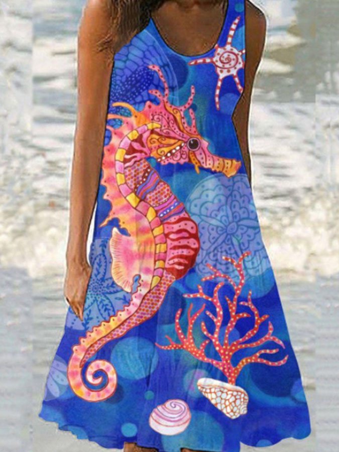 Beach Vacation Ocean Print Dress